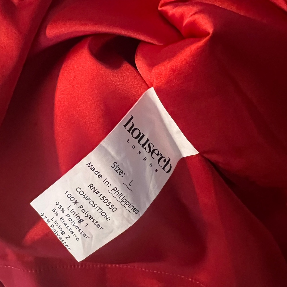 HOUSE OF CB 'Anais' Red Satin Pointed Corset Midi Dress - Picture 7 of 10